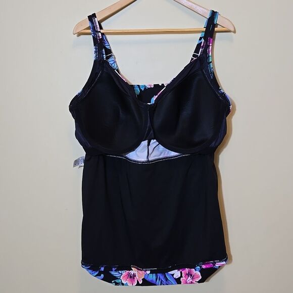 Lands End Women's Tankini Swim Top‎ Size 24W Floral Twist Front Underwire - Picture 11 of 16